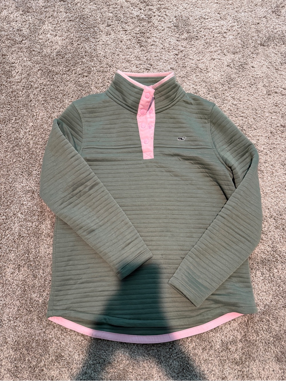 ' Olive Green Pullover with Pink Trim